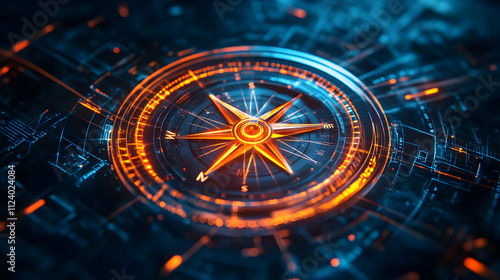 Wallpaper Mural Digital Compass 3D Illustration Torontodigital.ca