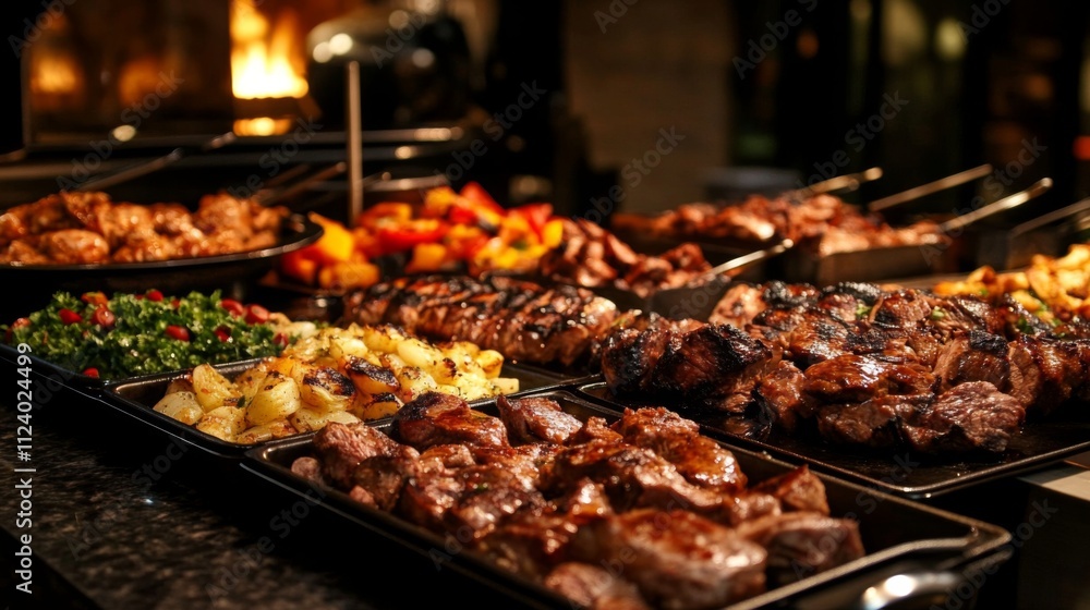 Naklejka premium Enjoy a delicious catering experience with buffet-style service.