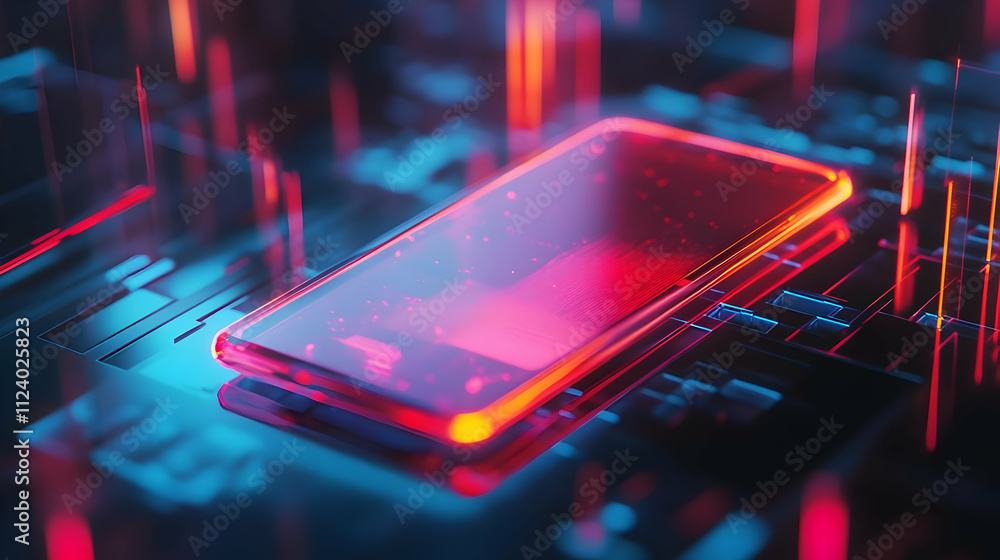 Abstract 3D Render Smartphone Neon Background Abstract 3D Render Smartphone Neon Background