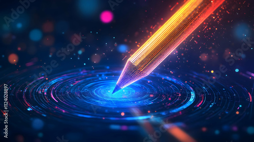 Wallpaper Mural Abstract 3D Pencil Illustration on Glowing Circular Background Torontodigital.ca