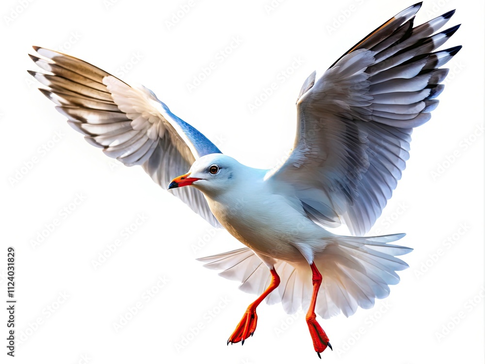 Obraz premium Isolated Seagull Flight, White Background: Stunning Bird Photography