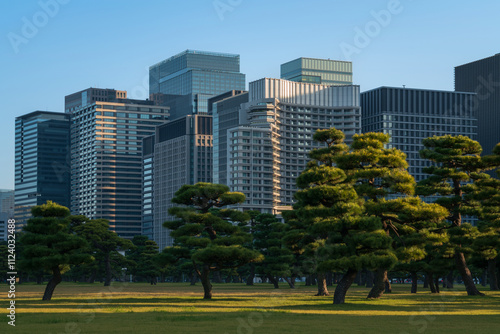 Photography Skyscrapers of the Marunouchi business district in Chiyoda Ward against the back