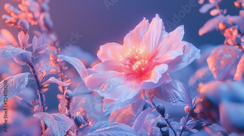 flower with vibrant glow, Pastel colors, fantasy photo