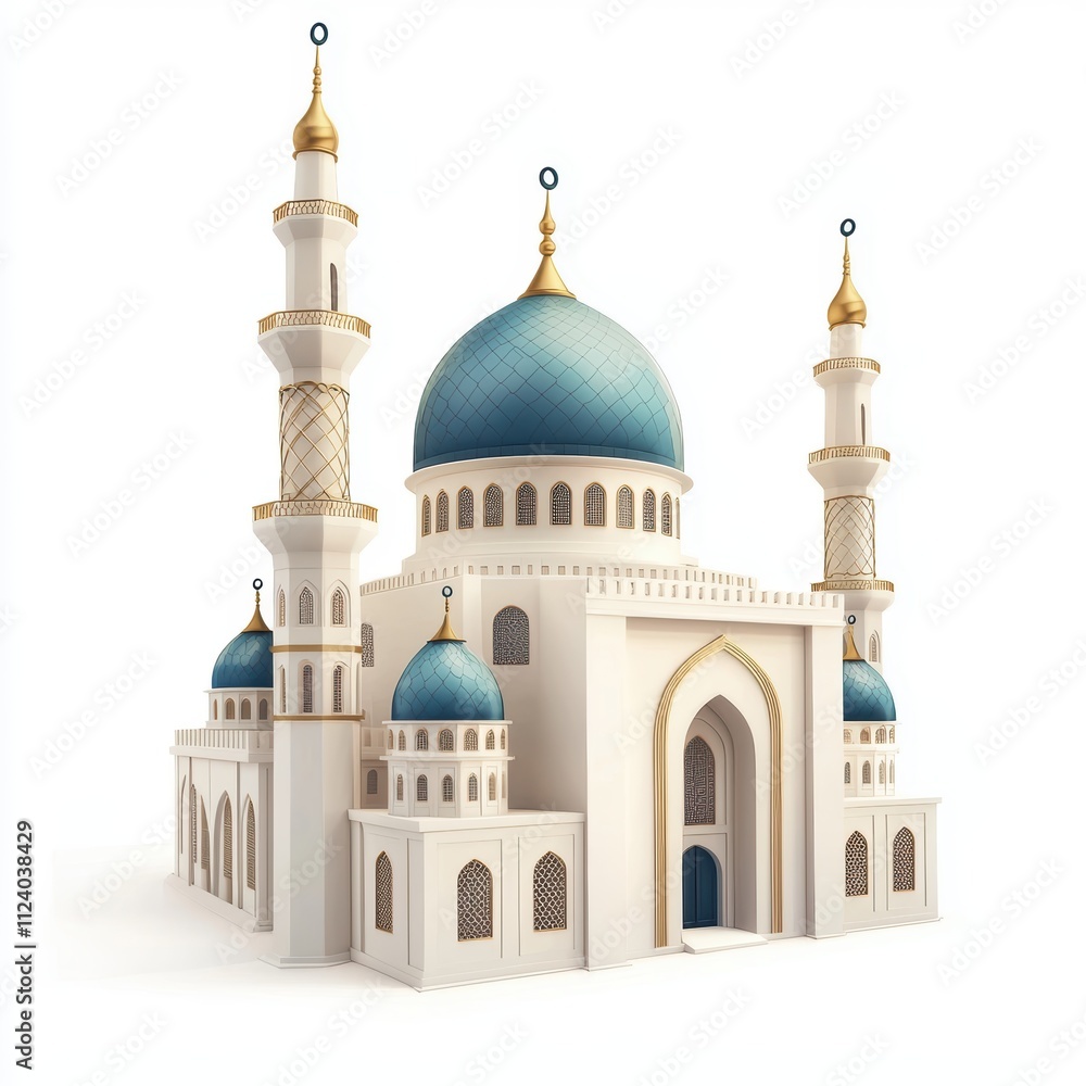 Obraz premium Ramadan mosque icon set islamic concept isolated design digital art