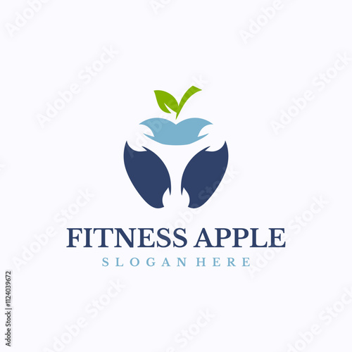 Fitness Apple logo design template. Body natural supplement concept. Creative vector symbol.