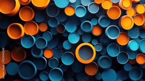 A high resolution photo featuring a close-up of colorful circular patterns on a dark blue background.