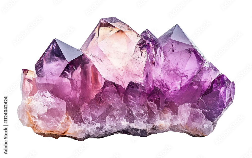 Fototapeta premium Amethyst Crystal Cluster on Transparent Background