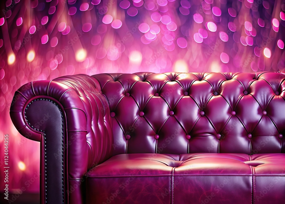 Fototapeta premium Viva Magenta Leather Sofa Bokeh Background, Pink Texture, AI Photo
