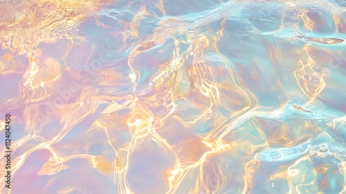 Iridescent Water Surface Texture - Pastel Shimmering Abstract Background photo