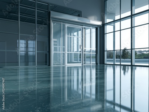 Wallpaper Mural Modern Office Entrance with Glass Doors and Windows Torontodigital.ca