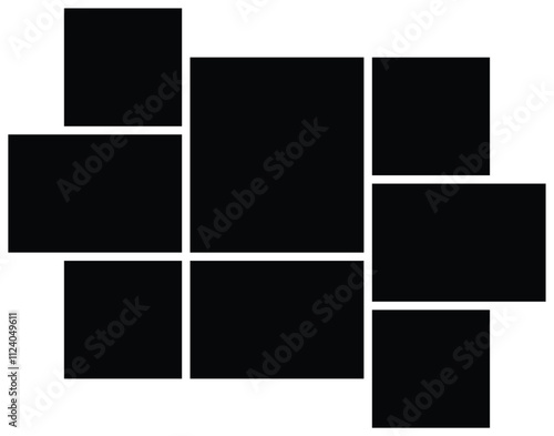 8 Photo collage tiles template. Mosaic pattern for background and picture. Presentation and portfolio wall board .