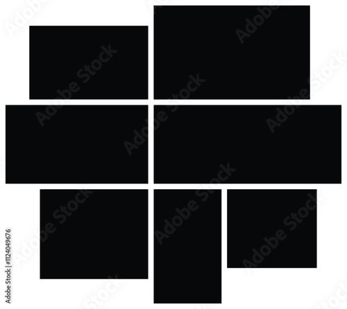 7 Photo collage tiles template. Mosaic pattern for background and picture. Presentation and portfolio wall board .