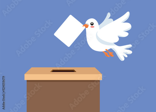 Dove Voting for Peace in Election Day Vector Concept Illustration. No war symbol via democratic vote and peaceful elections 

