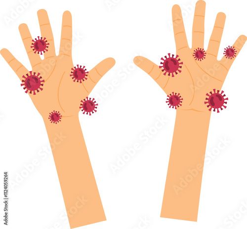Illustration of Hands with Virus Particles