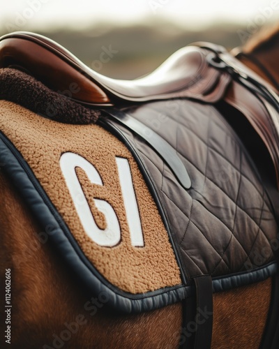 Close-up of Horse Saddle with Numbered Pad photo