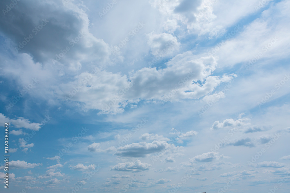 Fototapeta premium Blue sky with white clouds beautiful nature background