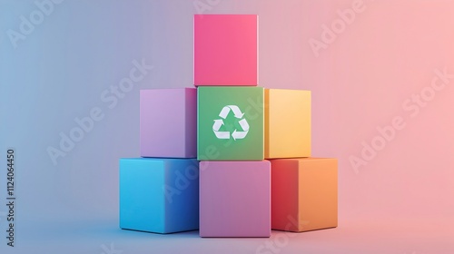 Colorful Cubes with Recycling Symbol Displayed Creatively photo