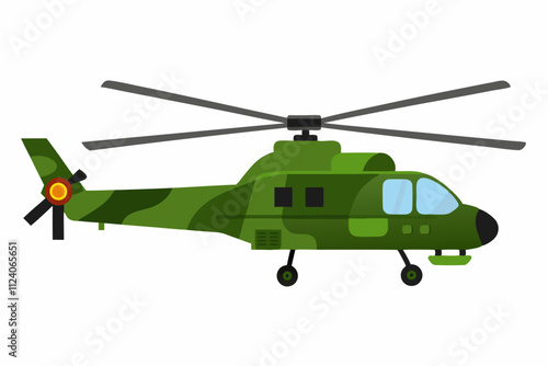 Military Helicopter Vector Line Art - Printable Graphics Design photo