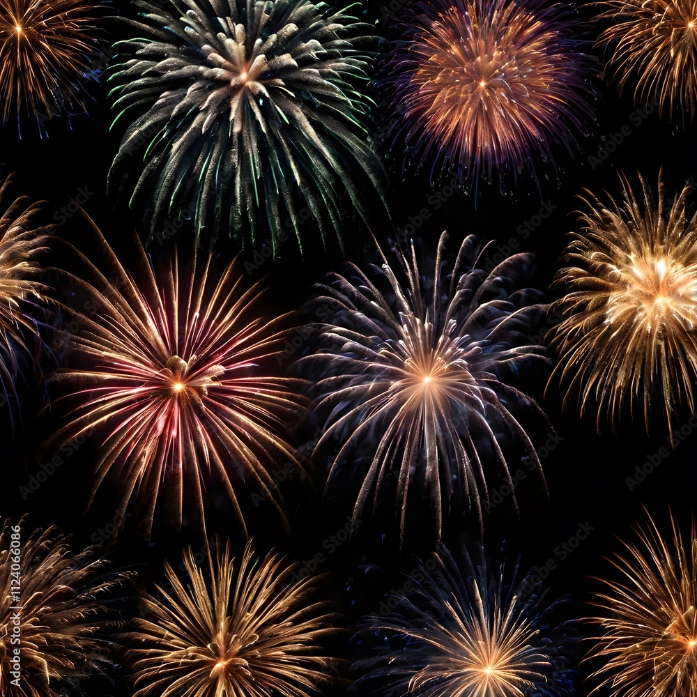 Obraz premium Fireworks light up the dark night sky with a colorful display of celebration
