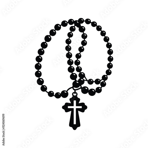 Rosary with cross religion vector illustration - Rosary beads ClipArt Graphic