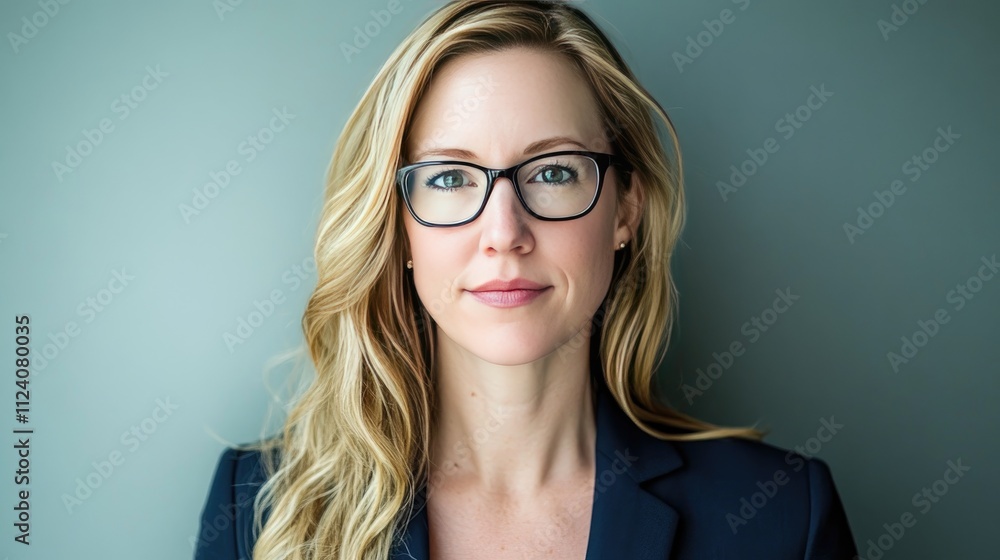 Fototapeta premium Confident Professional Woman with Glasses and Blonde Hair Portrait
