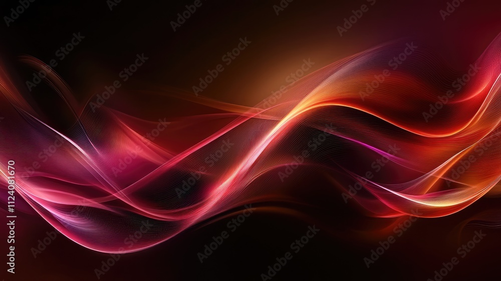 Vibrant Abstract Flowing Waves in Red and Orange Color Palette