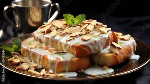 Shahi tukda or shahi tukra, bread pudding, sweet made with bread HD 8K wallpaper Stock Photographic Image photo