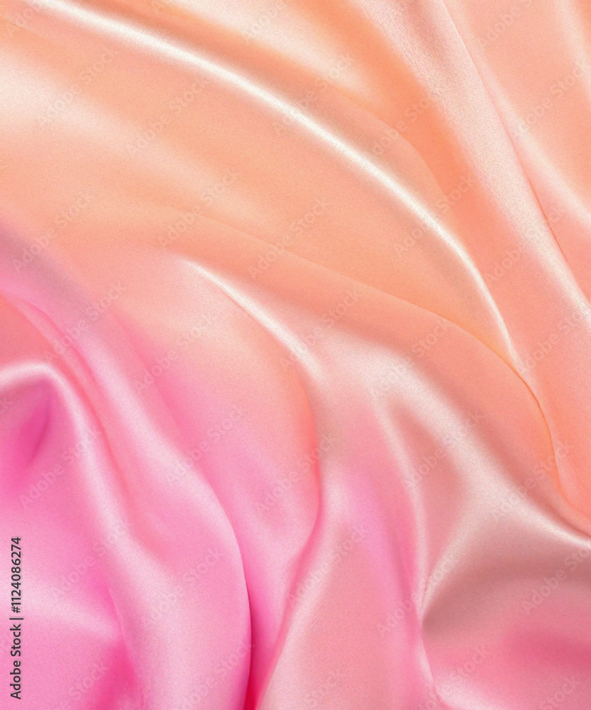Fototapeta premium Light pale tender peach pink beige white silk satin fabric. Elegant luxury abstract background for design. Color gradient.