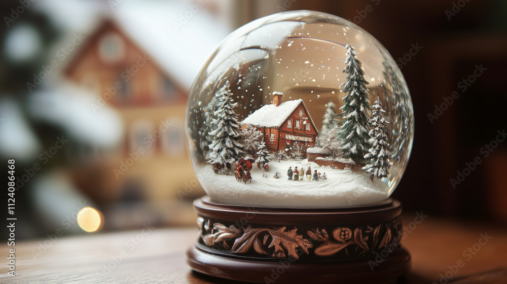 Festive Snow Globe with Victorian Winter Scene Festive Snow Globe with Victorian Winter Scene