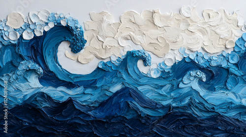 Ocean Waves Impasto Painting