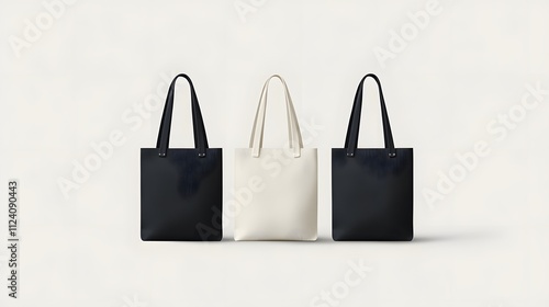 Canvas bag. mockup of fabric tote. Cloth totebag with handle. template of black and white cotton eco bag. Reusable tote for shopping. Blank mock for shopper. Ecobag for grocery. Vector,


 photo