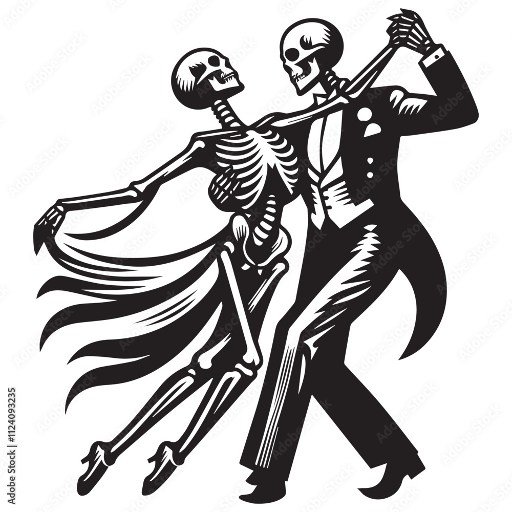 Fototapeta premium Skeleton Couple Holding Hands vector