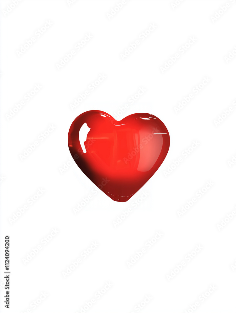 Vector image of a heart shape in a glossy red color against a white background Vector image of a heart shape in a glossy red color against a white background