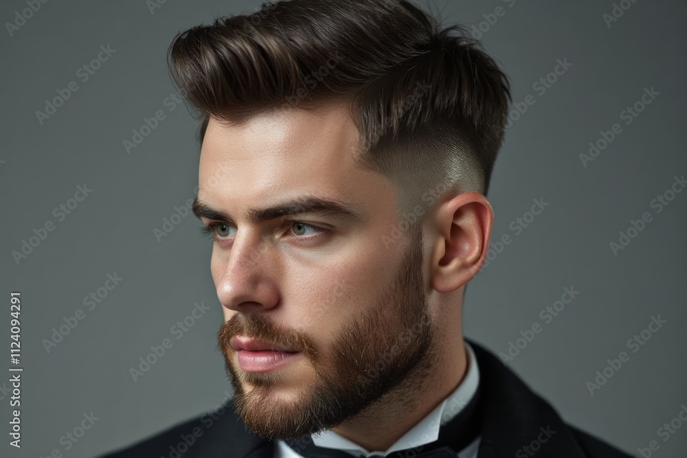Obraz premium A handsome man with stylish hair and beard