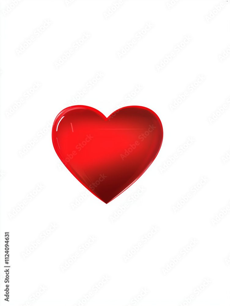 Vector image of a heart shape in a glossy red color against a white background Vector image of a heart shape in a glossy red color against a white background
