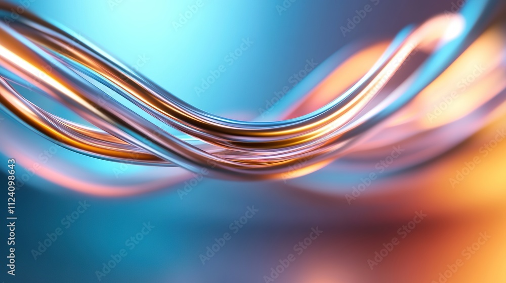 Abstract image of flowing metallic wires illuminated with vibrant colors. AI Generative Abstract image of flowing metallic wires illuminated with vibrant colors. AI Generative