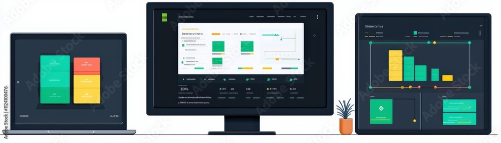 Modern User Interface Design Featuring Multiple Screen Mockups for Software Applications and Data Visualization in a Minimalist Layout Modern User Interface Design Featuring Multiple Screen Mockups for Software Applications and Data Visualization in a Minimalist Layout