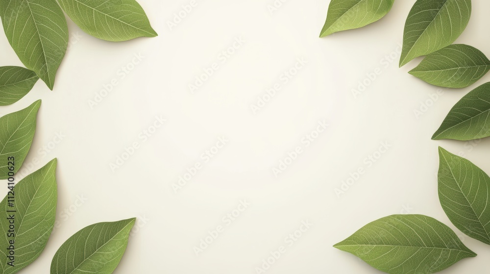 Pastel background with light green leaves framing nature scene Pastel background with light green leaves framing nature scene