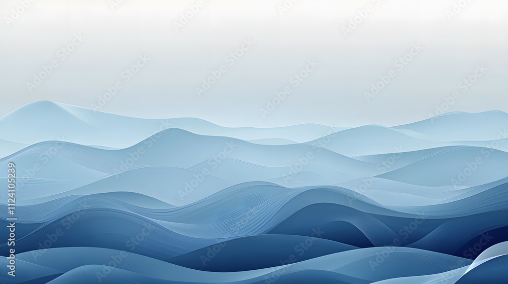 Abstract Blue Waves Rolling Hills Landscape Abstract Blue Waves Rolling Hills Landscape