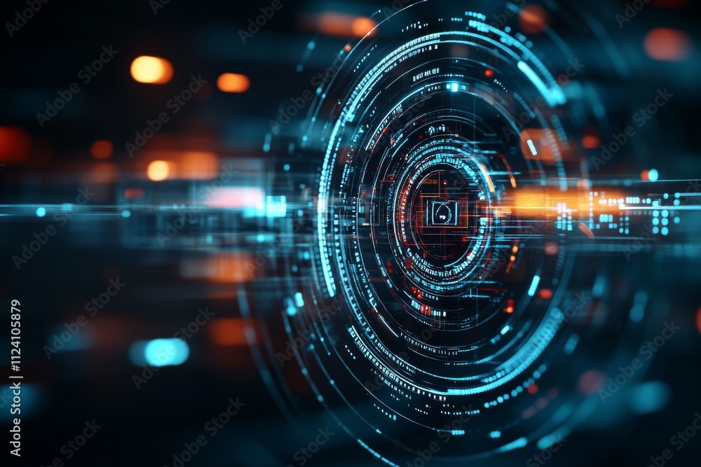 A futuristic digital interface features a glowing circular display filled with intricate data visualizations, symbolizing advanced technology and innovation. A futuristic digital interface features a glowing circular display filled with intricate data visualizations, symbolizing advanced technology and innovation.