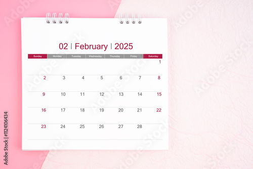 February desk calendar for 2025 year for schedule to make appointment meeting.