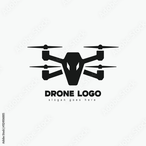 Vector drone icon black design. Drone logo.