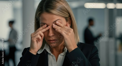 Professional Woman Experiencing Stress and Fatigue at Work