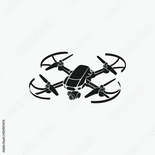 Vector drone icon black design. Drone logo.