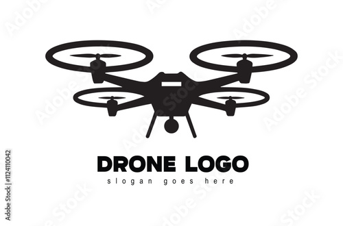 Vector drone icon black design. Drone logo.