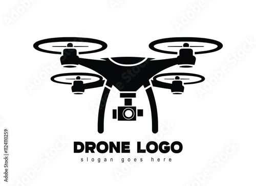 Vector drone icon black design. Drone logo.