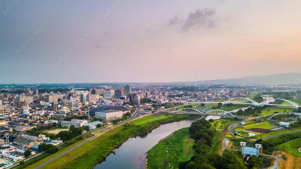 Toyotashi, Aichi, Japan in the morning. Toyotashi, Aichi, Japan in the morning.