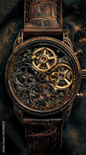 Intricate antique watch showcasing mechanical craftsmanship photo