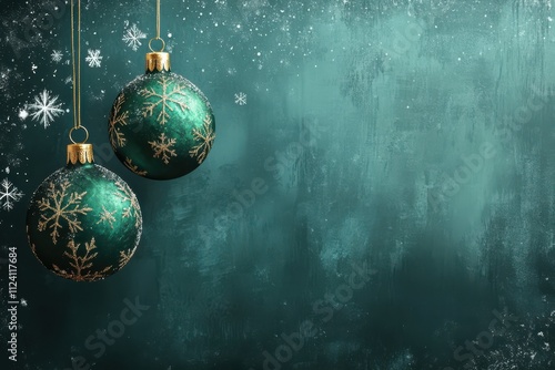 Elegant Christmas Web Banner with Hanging Ornaments photo