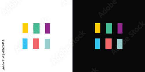 Фотография Abstract Colored H Logo Design on Black and White Background